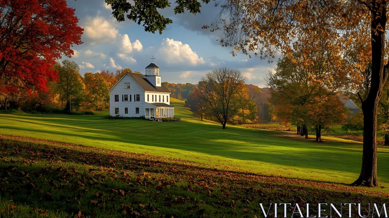 AI ART White House in the Autumn Landscape