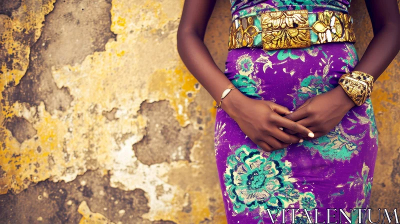 Traditional African Dress - Woman in Purple Floral Patterned Dress AI Image