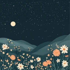 Night Bloom: A Floral Landscape