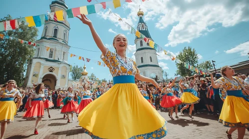 Women Dancing in Traditional Costumes