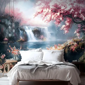 Scenic Bedroom with Waterfall View