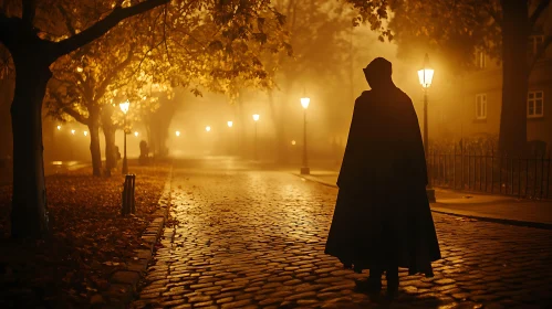 Mysterious Figure in Foggy Night Scene