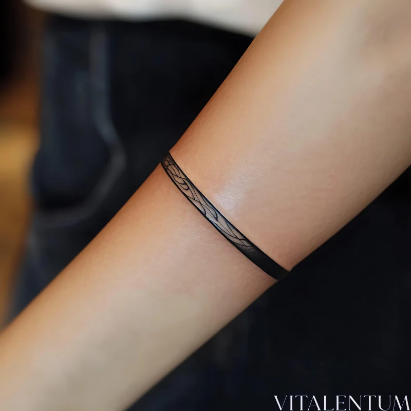 Minimalist Armband Tattoo with Intricate Black Ink Pattern AI Image