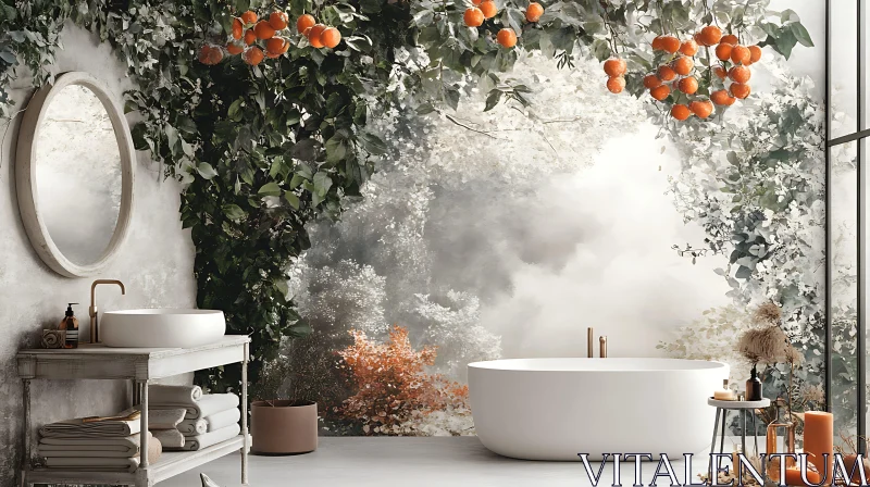 AI ART Modern Bathroom with Nature-Inspired Decor