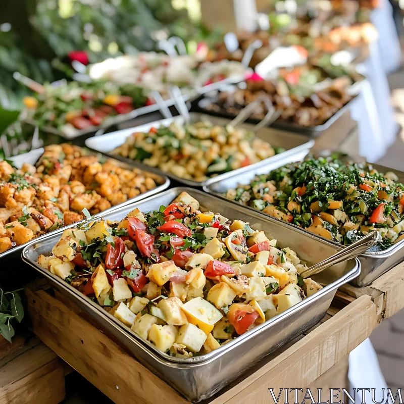 Gourmet Vegetable Spread at Outdoor Buffet AI Image