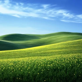 Rolling Green Hills and Blue Sky