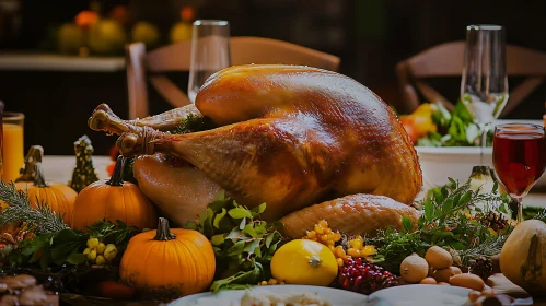 Roasted Turkey and Pumpkin Holiday Display