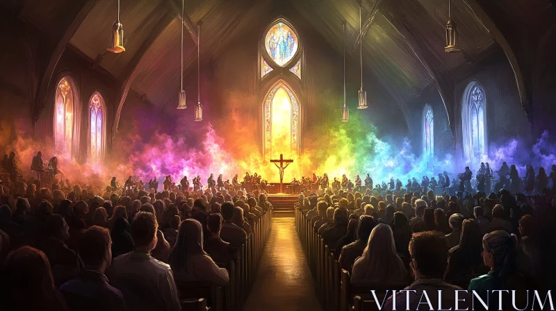 Colorful Church Celebration AI Image