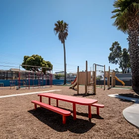 Outdoor Playground with Picnic Table