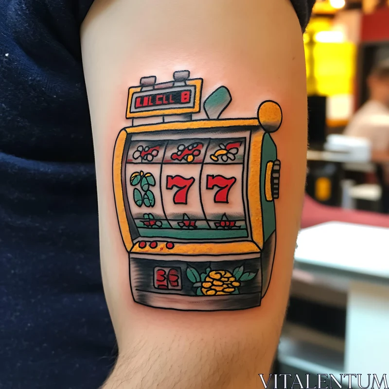 Vintage Slot Machine Tattoo Design AI Image