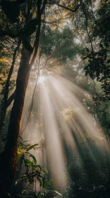 Ethereal Sunlight Through Verdant Forest