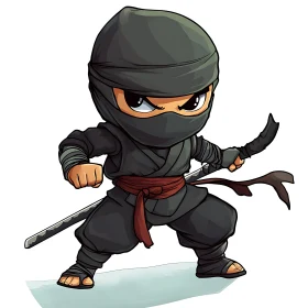 Chibi Ninja in Action Pose