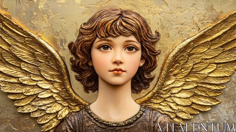 AI ART Golden Angel with Brown Hair