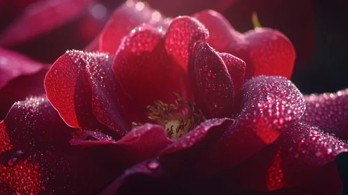 Close-up of Dewy Rose Petals