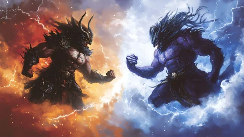 Elemental Gods in Epic Confrontation