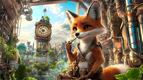 Fox in Steampunk Dreamscape