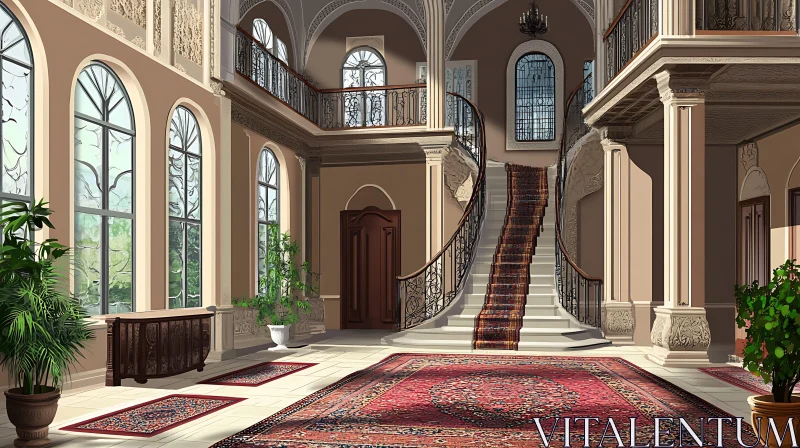 Ornate Interior of a Luxurious Mansion AI Image