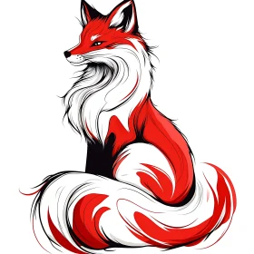 Elegant Fox in Red and White