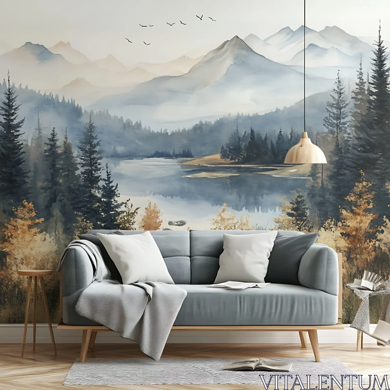 AI ART Peaceful Mountain View Interior