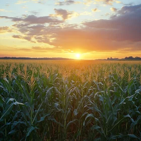 Sunset Over Cornfield