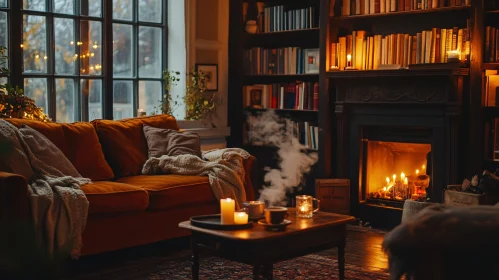 Relaxing Evening by the Fireplace