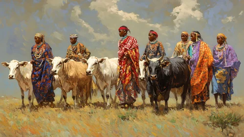 Cattle Herders in Traditional Attire