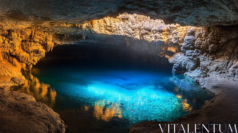 AI ART Mystical Cave with Sparkling Water Pool