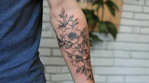 Beautiful Black Ink Flower Tattoo Art