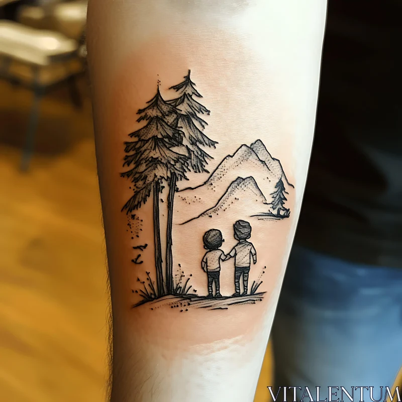 Mountain View Forearm Tattoo AI Image