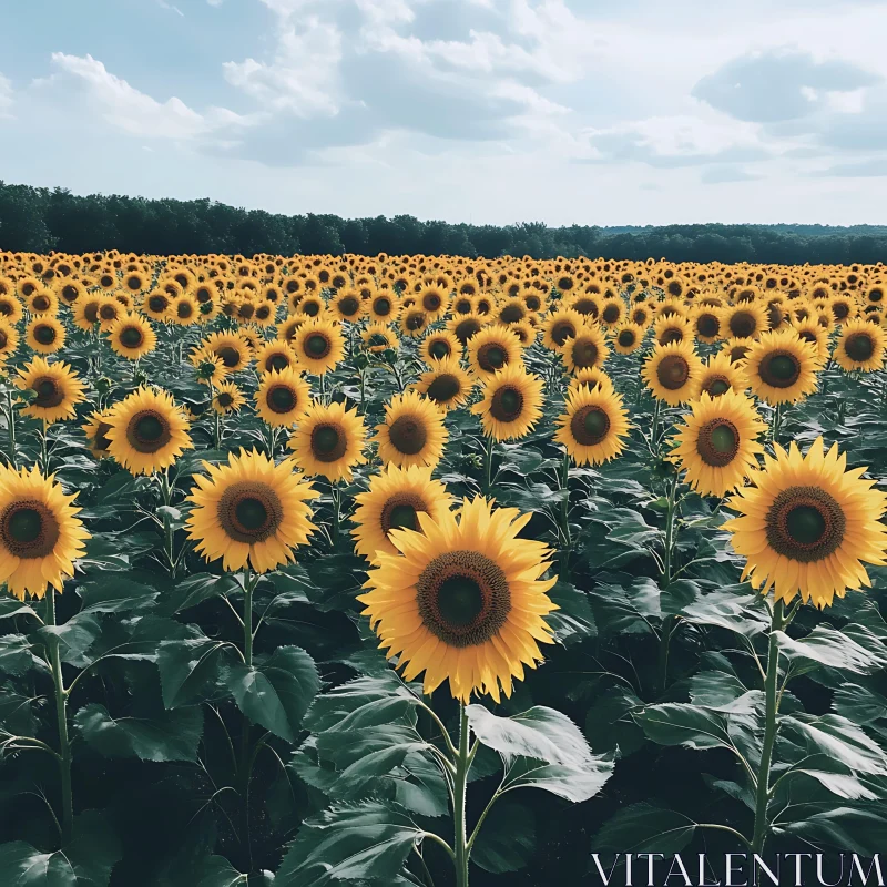 Vibrant Sunflower Landscape AI Image