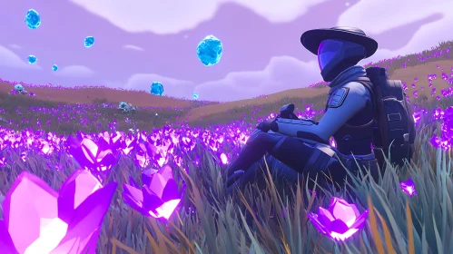 Astronaut in a Field of Crystal Flowers