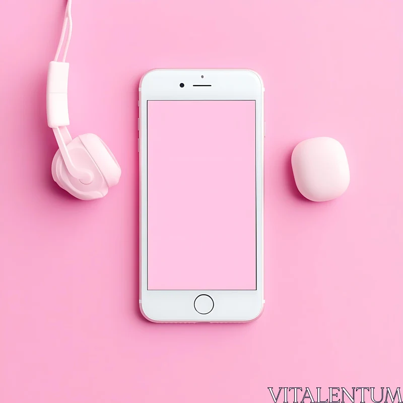 AI ART Monochromatic Pink Phone and Headphones