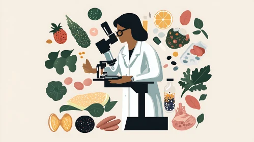 Health Science Lab and Nutrition Research Illustration