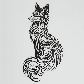Fox Silhouette with Tribal Pattern