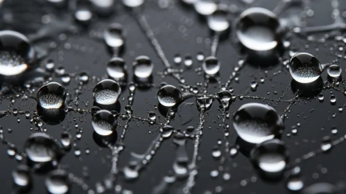Abstract Precision: Water Drops on Dark Surface