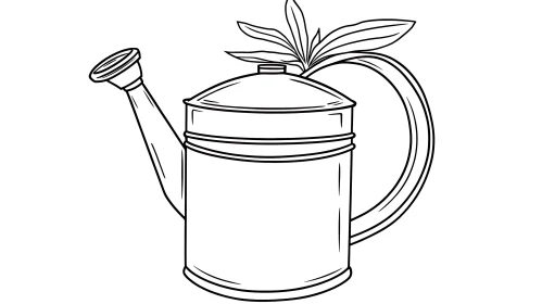 Simple Watering Can with Plant Sprout