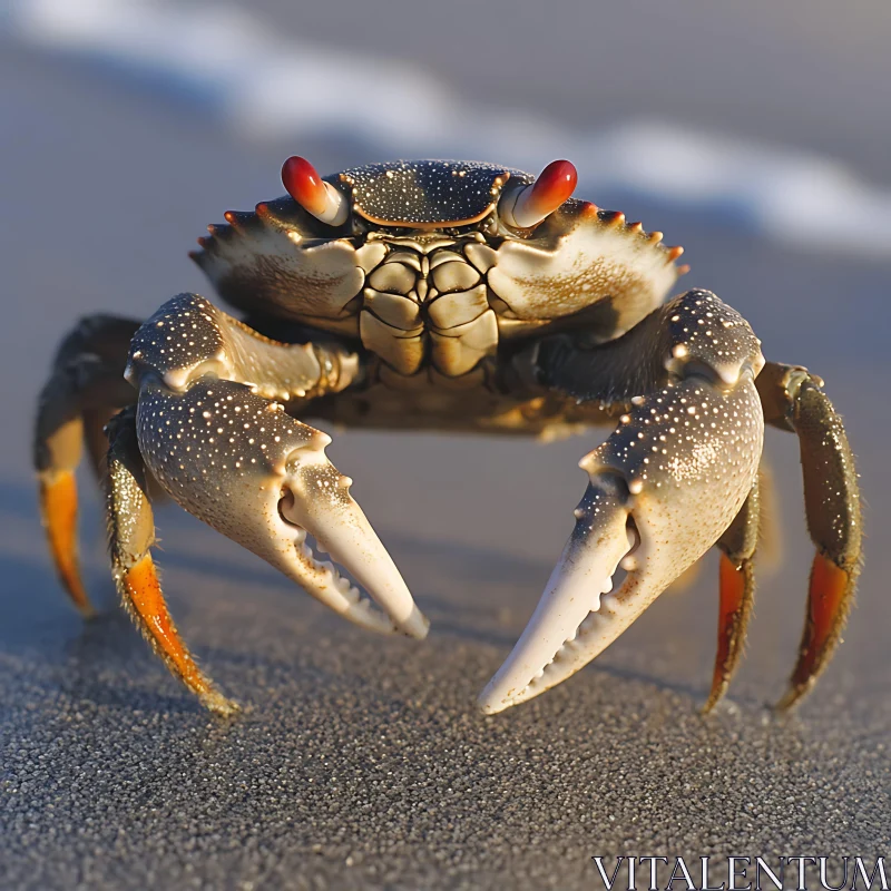 Detailed Crab Image on Beach AI Image