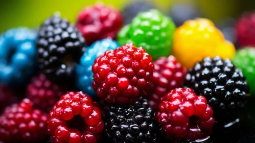 Bold and Saturated Color Display of Raspberries