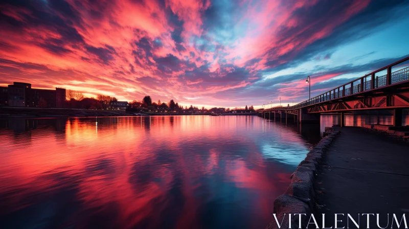 Captivating Sunset with Vibrant Colors and Swirling Hues AI Image