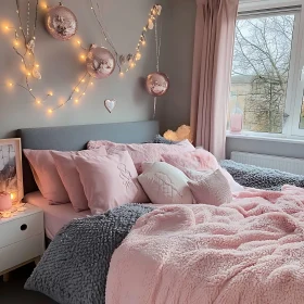 Pink and Gray Bedroom Interior Design