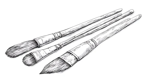 Artistic Tools Illustrated in Monochrome