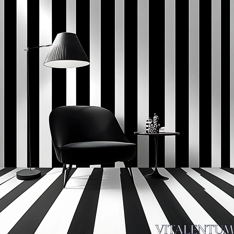 AI ART Monochrome Room with Modern Furniture