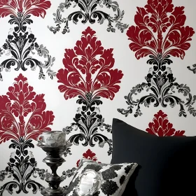 Red and Black Damask Pattern