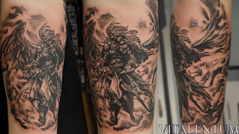 AI ART Winged Warrior Tattoo Art