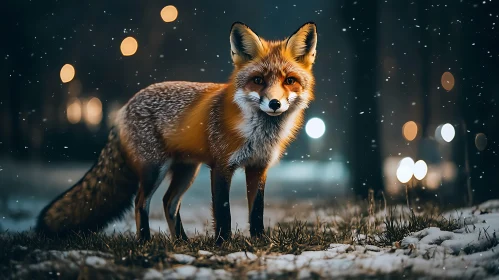 Red Fox Portrait in Snowy Ambiance