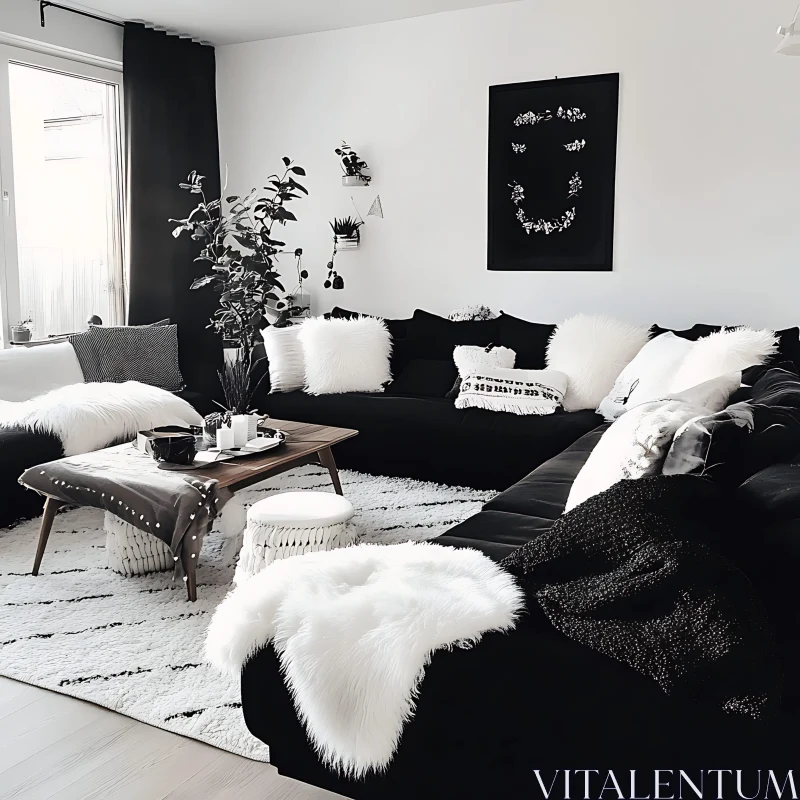 AI ART Minimalist Black and White Interior Design