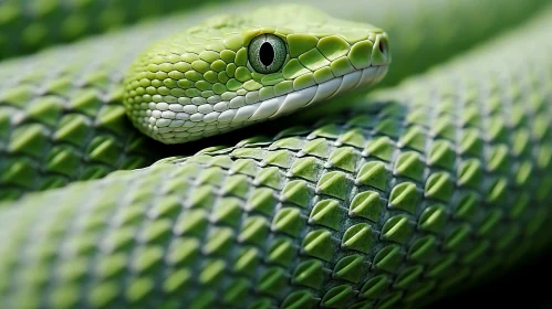 Green Snake in Monochrome - A Study in Realism
