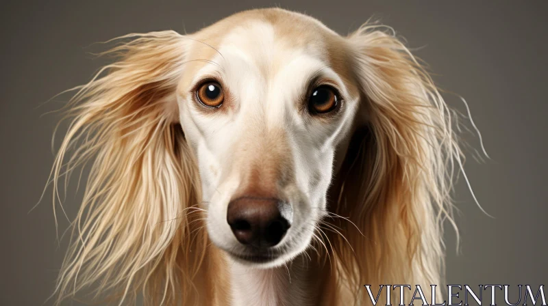 Minimalistic Golden White Hound Portrait AI Image