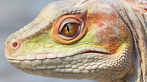 Photorealistic Portrayal of Endemic Reptile in Light Orange and Maroon