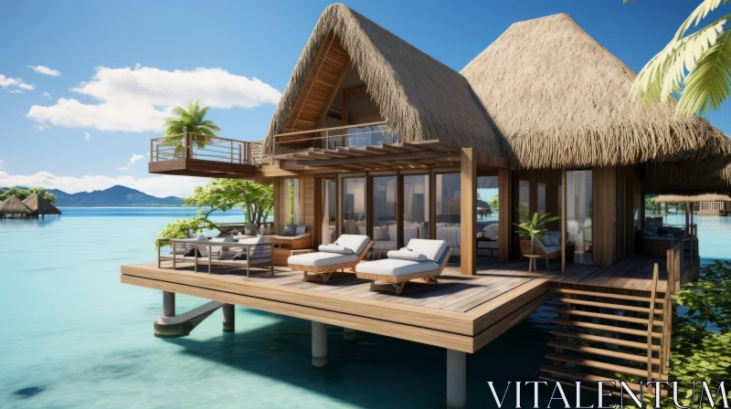 Serene Water Resort with Tropical Vibes | Detailed Rendering AI Image
